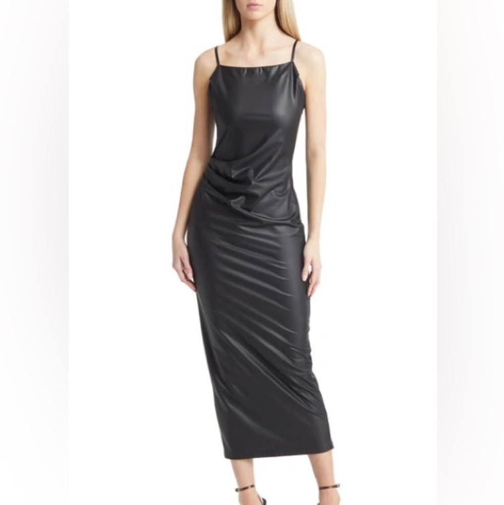 Azalea Wang pleated faux leather dress Large